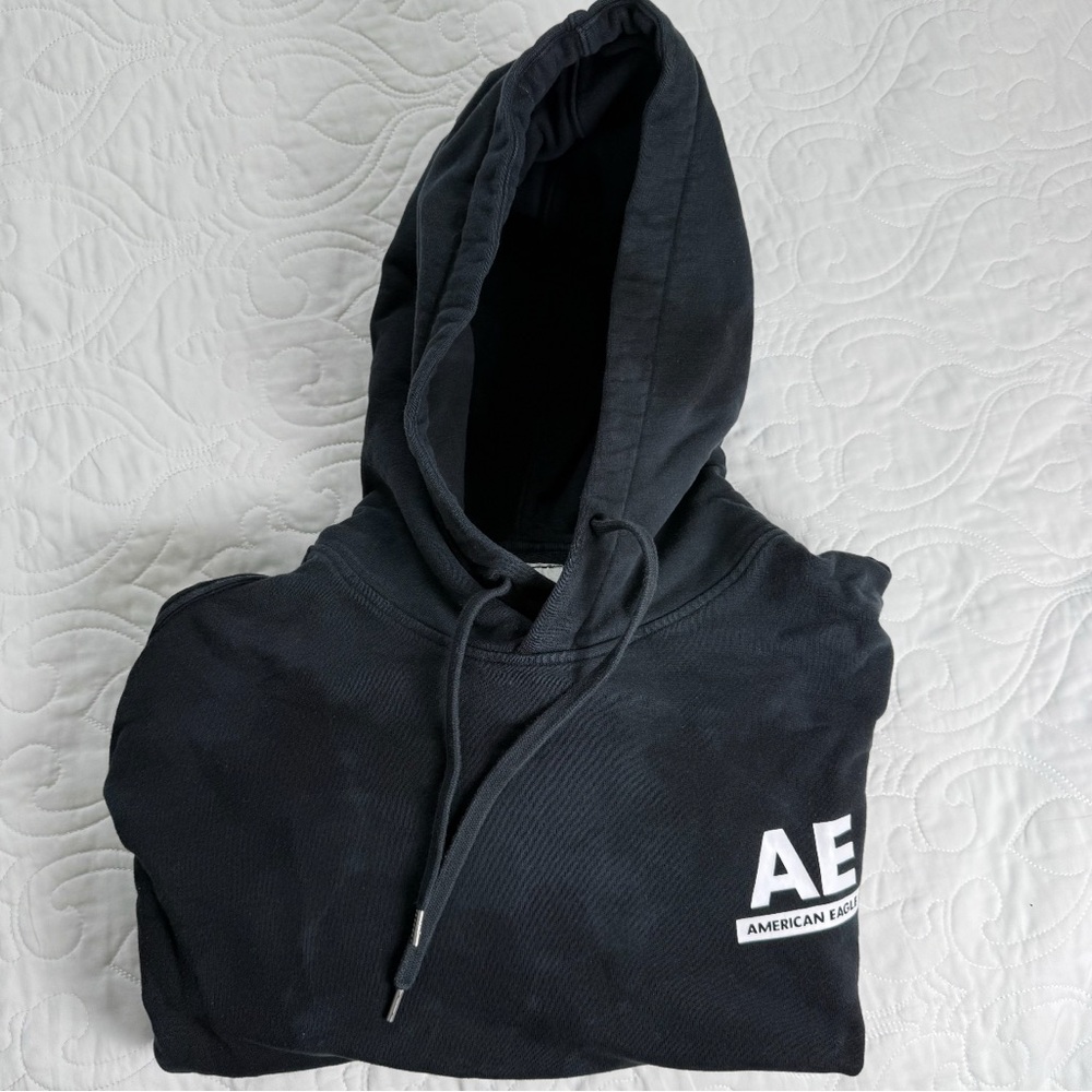 American Eagle Outfitters Y2K Black Heavy Hoodie Sweatshirt Pocket Mens XXL EUC